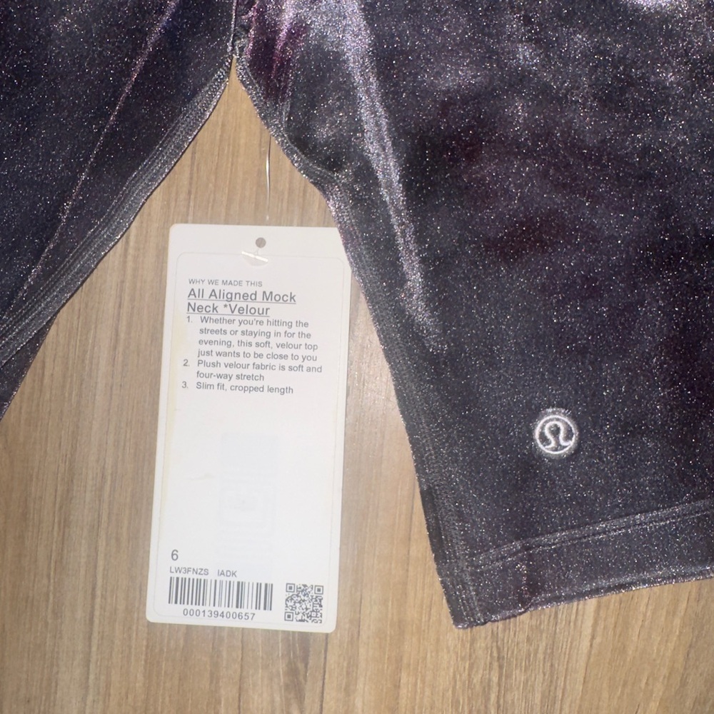 NWT Lululemon All Aligned Mock Neck Long Sleeve Velour Interstellar Grey 482 - Picture 5 of 6
